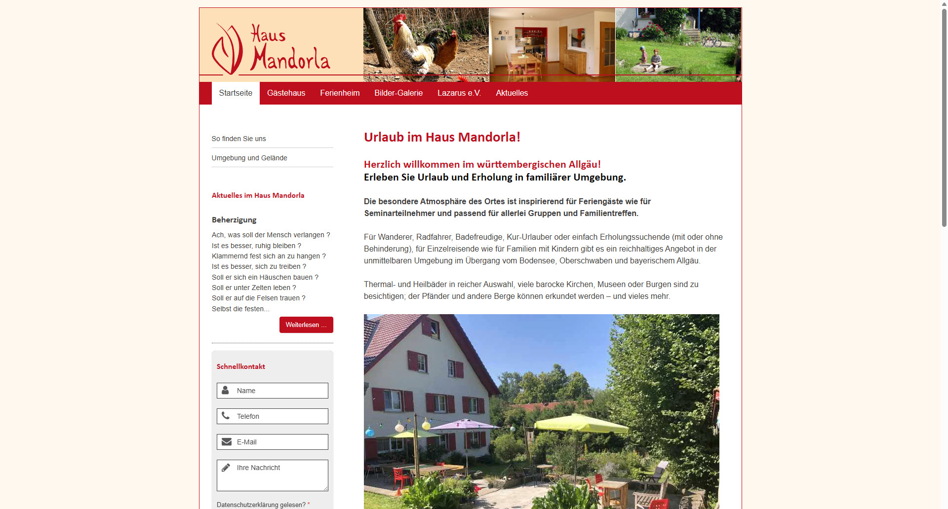 Haus Mandorla nach dem Joomla-Relaunch mit Gantry 5