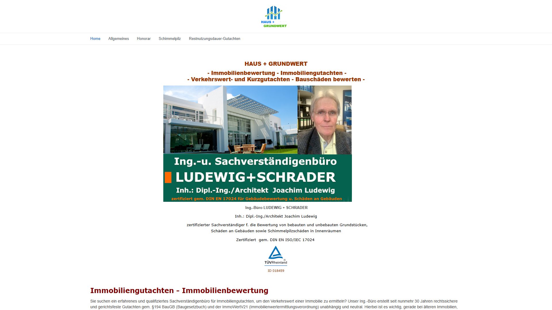 Website von Haus und Grundwert nach Joomla-Migration und Datenbankreparatur