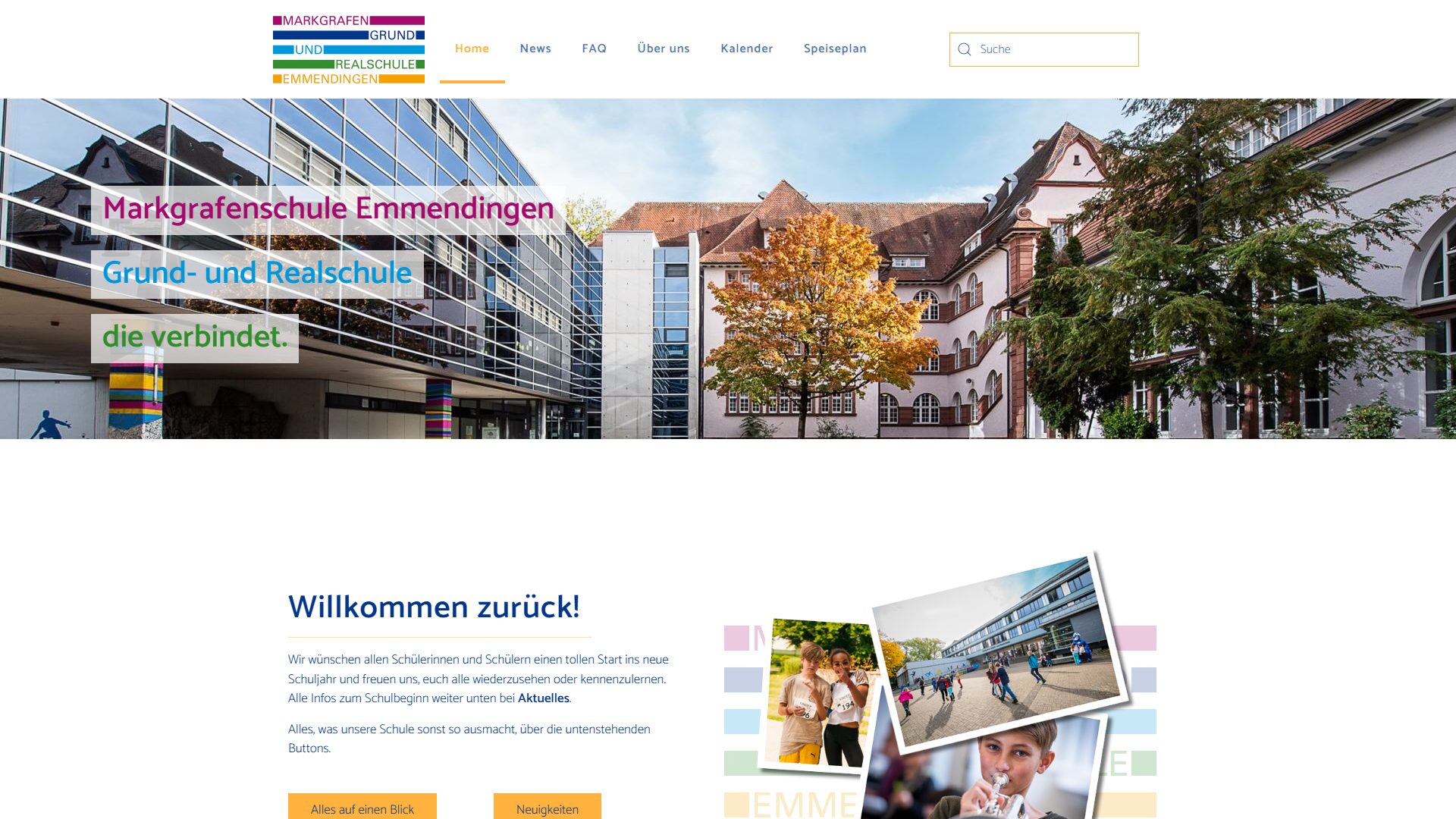 Startseite der Markgrafenschule Emmendingen nach Joomla-Upgrade und Servermigration